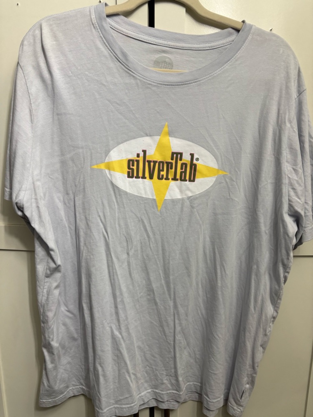 SilverTab Men's Short Sleeve Tee in Light Gray with Yellow Logo